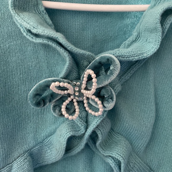 Benetton Girls Blue Cardigan with Butterfly - Picture 2 of 8